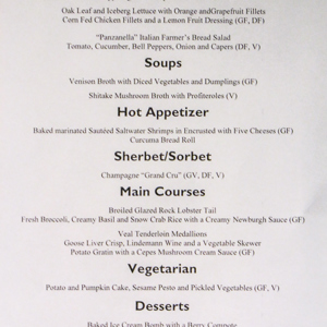 2016-12-31 - Het menu van ons oudjaars-diner<br/>Op zee naar Antarctica - Zuidelijke Atlantische Oceaan<br/>Canon PowerShot SX1 IS - 28.4 mm - f/4.5, 1/6 sec, ISO 400