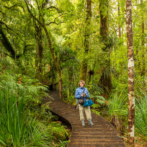 2018-11-21 - We lopen over een vlonder om de boomwortels te beschermen<br/>Waipoua forest - Waipoua - Nieuw-Zeeland<br/>Canon EOS 5D Mark III - 24 mm - f/5.6, 1/6 sec, ISO 800