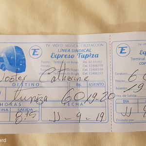 2019-09-10 - Busticket van Potosí naar Tupiza<br/>Potosí - Bolivia<br/>SM-G935F - 4.2 mm - f/1.7, 1/13 sec, ISO 200