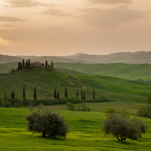 2013-04-29 - Olijfbomen, cipressen en een landhuis<br/>Val d'Orcia - Pienza - Italië<br/>Canon EOS 7D - 40 mm - f/16.0, 0.3 sec, ISO 100